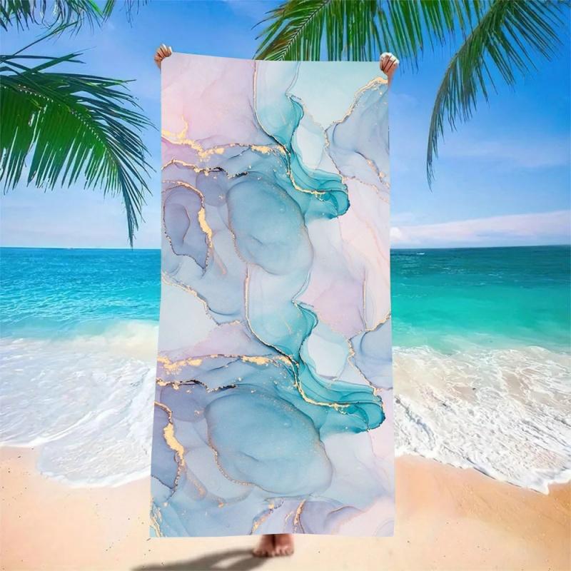 Colorful Art Beach Towel - Super Absorbent Quick Dry Microfiber Bath Blanket, Gold Glitter Design for Picnic Seaside & Camping