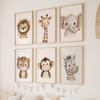 Cute Jungle Lion Giraffe Elephant Monkey Tiger Zebra Animal Wall Art Print Canvas Safari Nursery Posters for Kids Room Decor