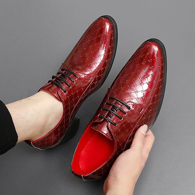 Men High Heels White Derby Wedding Dress Dance Business Formal Red Elevator Shoes Height Increase Tuxedo Prom Blazers Shoes Plus Size