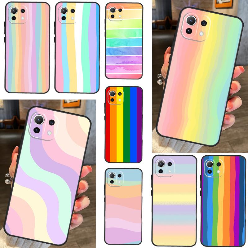 Цветная радужная полоса для чехла телефона Xiaomi 11T 12T 13 Pro 12 11 Lite для POCO F5 X5 Pro F4 X4 GT F3 M5 X3 Pro