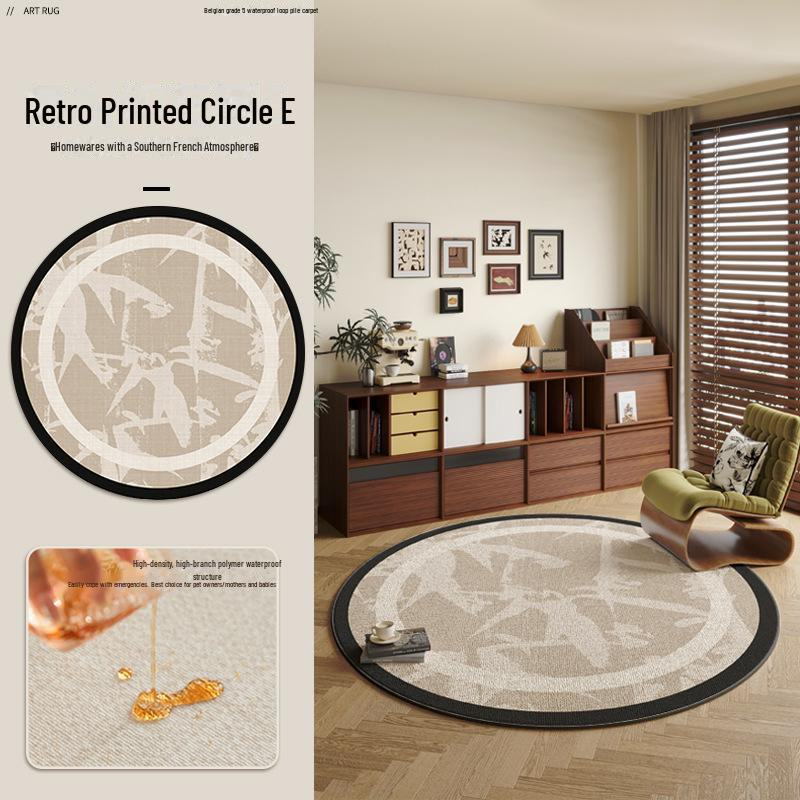 Толстый Водонепроницаемый Круглый Ковер во Французском Стиле для Спальни, Дивана, Кофейного Столика и Гардеробной