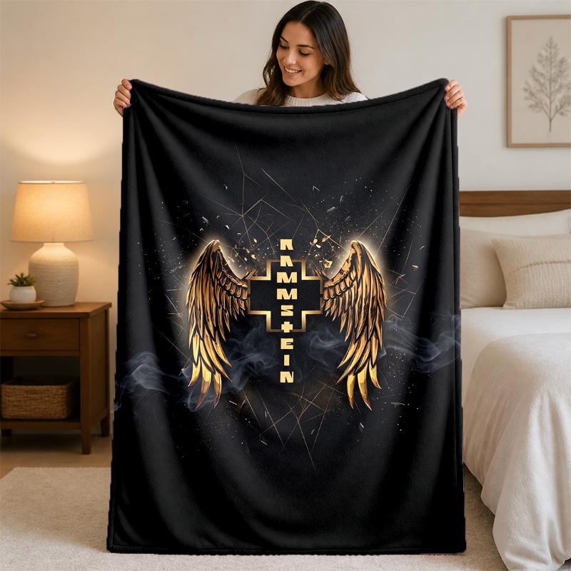 Rammstein Print Flannel Blanket Cozy Lightweight Plush Throw Blanket For Bed Sofa Household Use