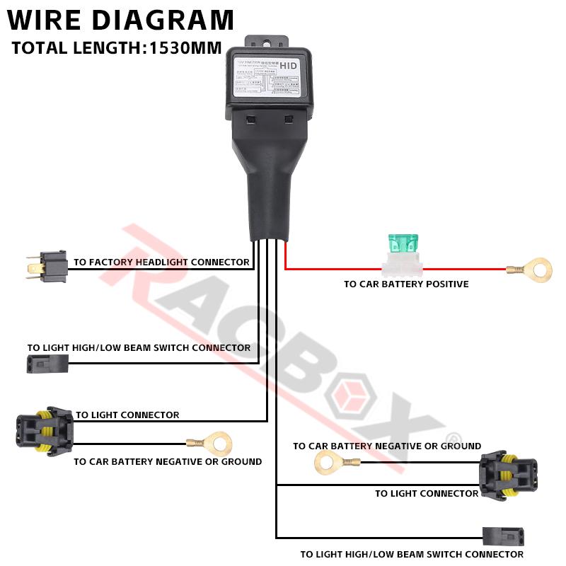 H4 Relay Wiring Harness Socket HID Xenon Lamp Connector Telescopic Lamp Control High Low Light Beam Line Group 1 Lead 2 Lamps