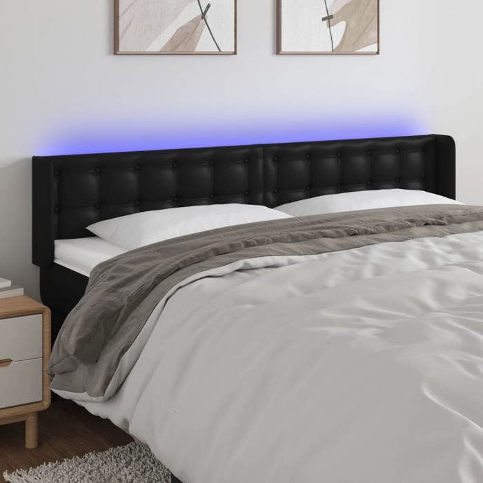 VidaXL LED Headboard Bedroom Furniture Double Bed Accessory Head of Bed Frame Interior Black 3123338
