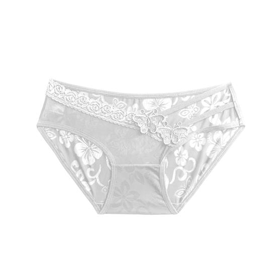 Милые женские трусы в японском стиле, прозрачные кружевные трусы с декором бабочек, однотонные сексуальные трусики с низкой посадкой