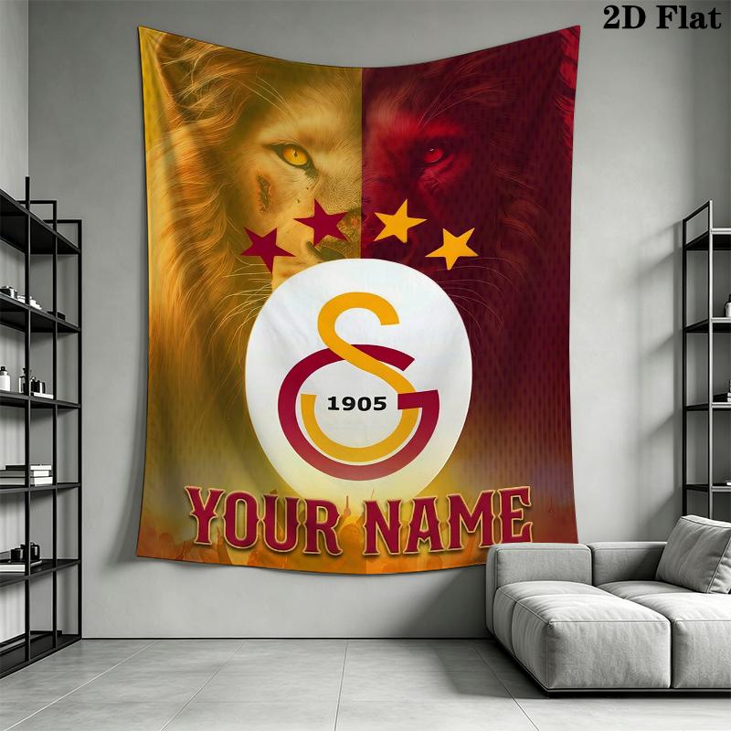 Custom Name Galatasaray Pride Wall Tapestry Aesthetic Wall Hanging Printed Fabric Blanket Decorative Tapestries for Bedroom Living Room Home Decor