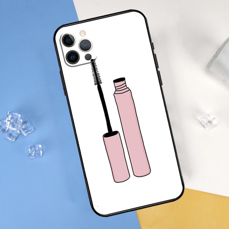 Чехол для телефона с помадой и макияжем для iPhone 16 Pro Max 12 13 Mini 11 14 15 Pro Max XR 16 15 Plus 16e Защитный корпус