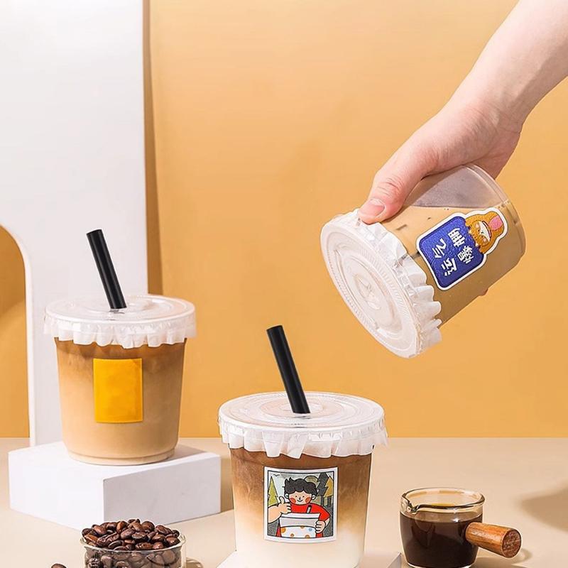 10 шт. 360/420/520 мл пластиковые стаканы с соломинками и крышками, стакан для закусок и напитков, стакан для холодных напитков, прозрачный одноразовый пластиковый стакан ПЭТ, стакан для боба-молочного чая