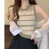 Fashionable Striped Knitted Vest for Women Summer Sleeveless Top Slim Fit Tank Top