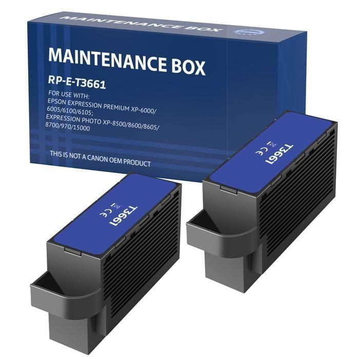 Cartouches d'entretien - Epson - T3661 - Pack de 2 - Compatible avec XP-6000/XP-8500 - Noir