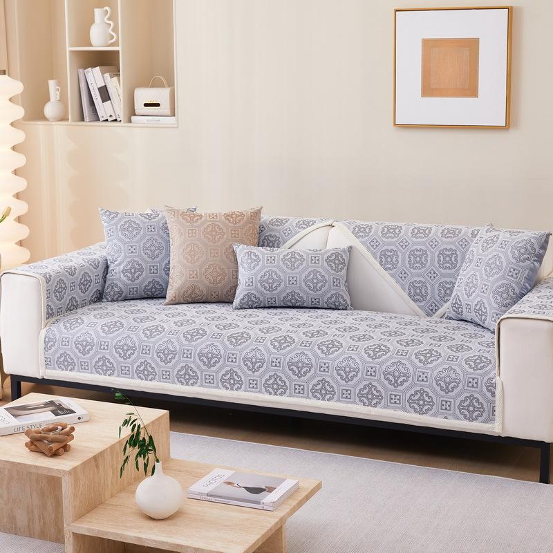 Простая жаккардовая подушка для дивана Four Seasons Universal Chenille Fabric Anti-Slip Full Cotton Seating Pad Modern Sofa Cover Home