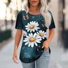 Women's Fashion Casual Floral Print Round Neck Short Sleeve T-Shirt Top