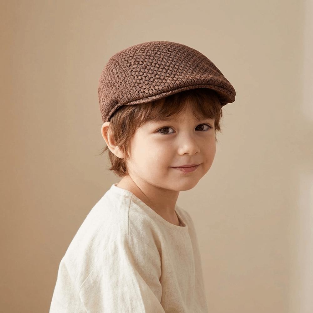 Korean Style Mesh Beret Solid Color Sun Hat Casual Children Forward Cap Boy