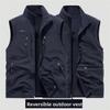 Карманный, Осенне-зимний Двусторонний Мужской Флисовый Жилет для Активного Отдыха, Флисовый Жилет, Плечи с Флисом и Толстый Жилет