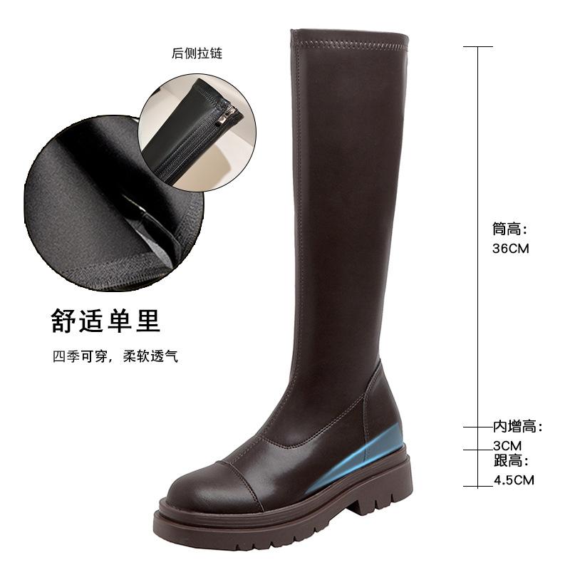 Высокие сапоги для женщин, но выше колена Новые осенне-зимние сапоги-рыцари на платформе Маленькие бархатные эластичные тонкие сапоги