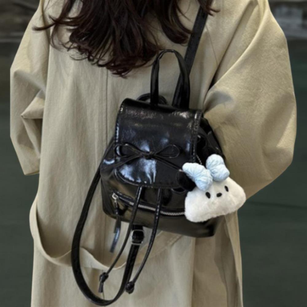 New ArrivalS Open Run Women S gloSSy Mini Backpack Keyring Strap Flap