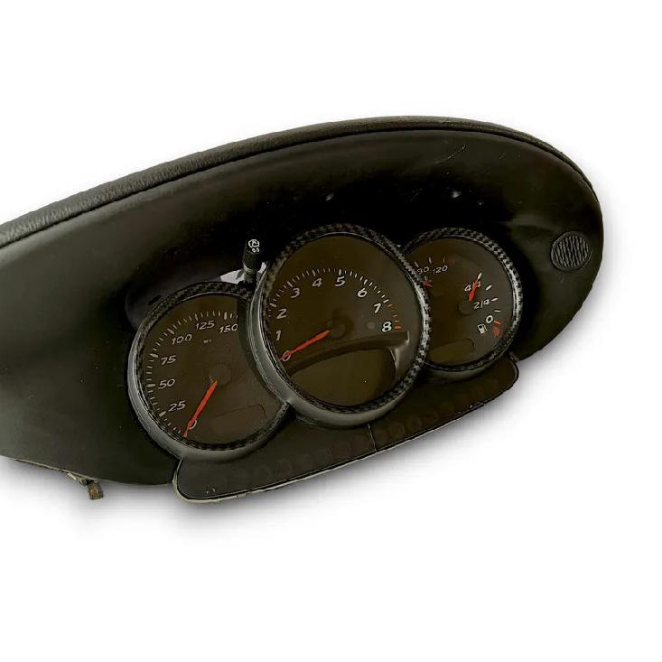 Gloss Carbon Fiber Pattern Dashboard Dial Gauge Rings Bezel Trim For Porsche 986 Boxster - ABS Plastic Made