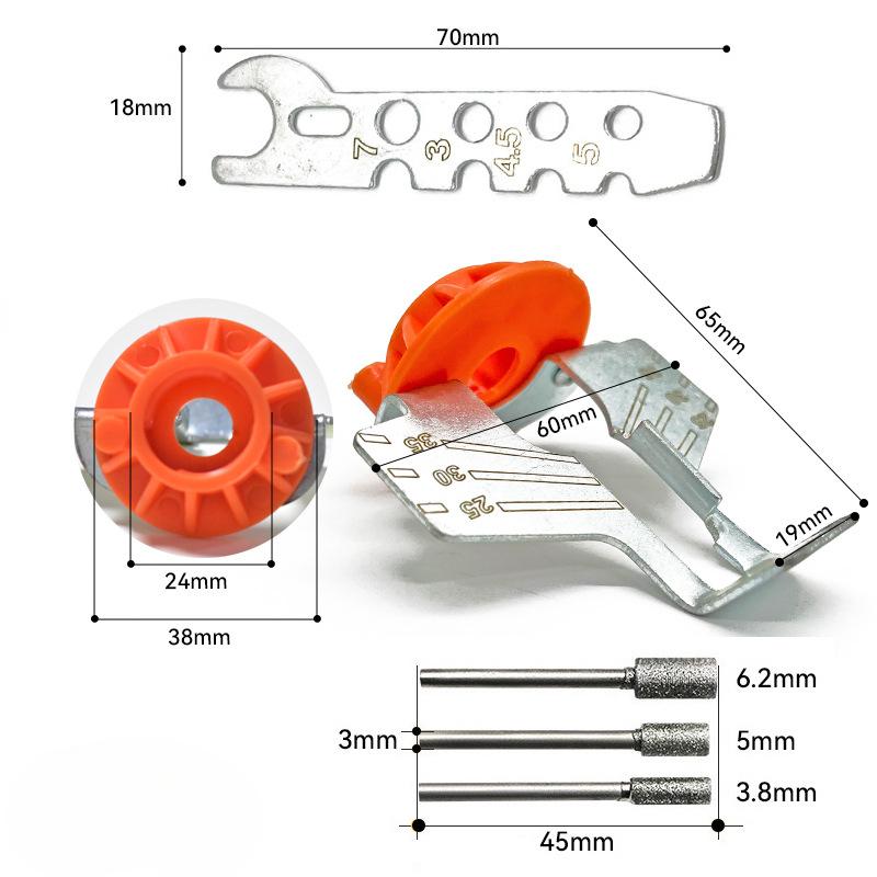 Chainsaw Sharpening Kit Rotary Sharpener Tool Chain Machine Head Saw Chains Blade Guide Drill Adapt Electric Grinder Polishing Attachment Set