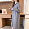 Женское платье-свитер однотонное до колена средней длины свободного кроя с широким низом вязаное платье с шерстью с длинным рукавом пуловер женский