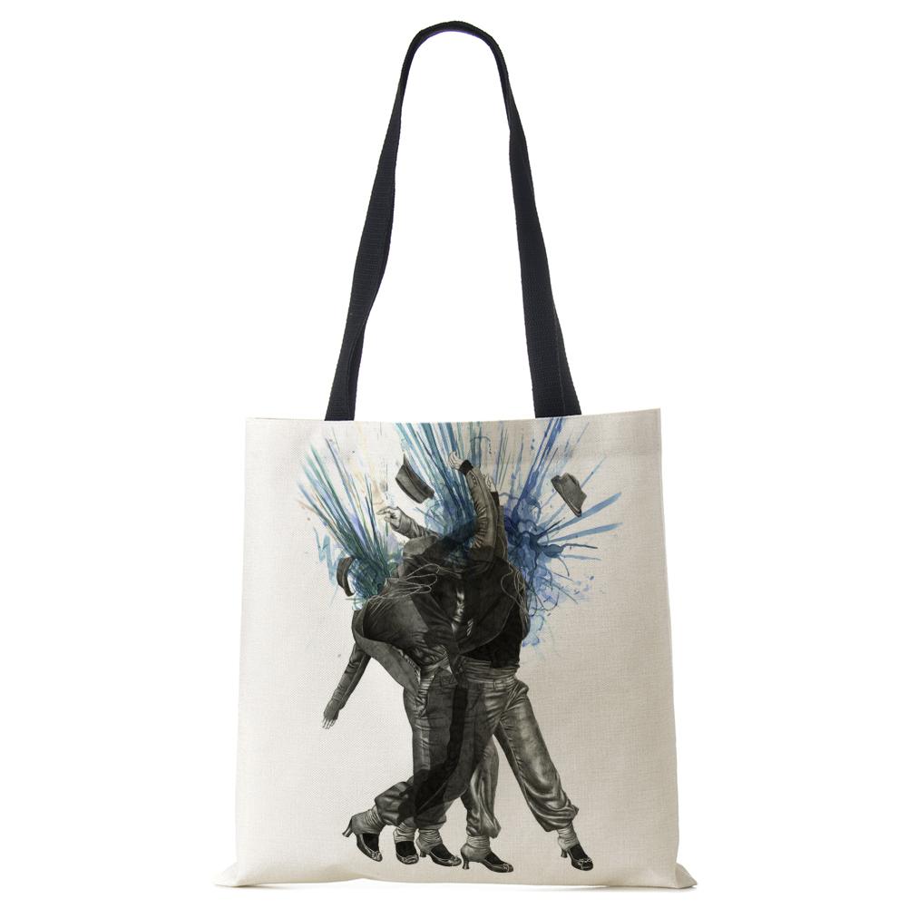 Раскрашенная холщовая сумка-тоут на плечо женская с милым принтом Харадзюку повседневная для покупок ручная сумка многоразовая большой вместимости пляжная сумка CLE