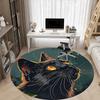 1pc Black Cat Office Round Area Rug, Indoor Mat Suitable ForOffice, Under Office Chairs Bedroom Living Room Home Decor, Room Deco D003
