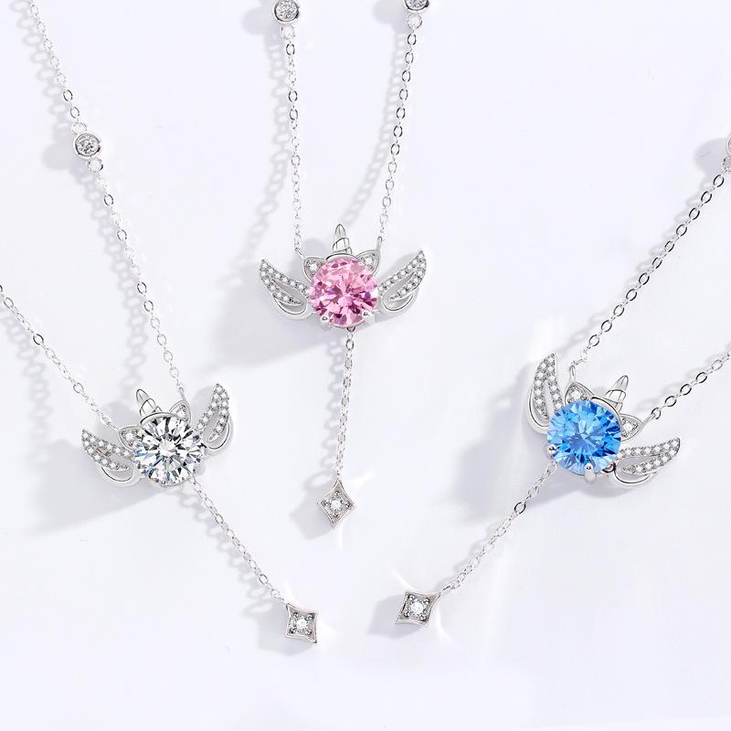 Ожерелье Dream Unicorn для женщин, легкое, роскошное, премиум, с крыльями ангела, с сердечком купидона, с бриллиантами