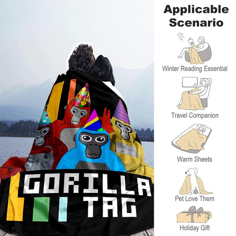 1pc Blanket Gorilla Tag Print Design, Lightweight Blanket for Sofa, Bed- Soft &Warm, Gift for All Seasons like Christmas, Halloween