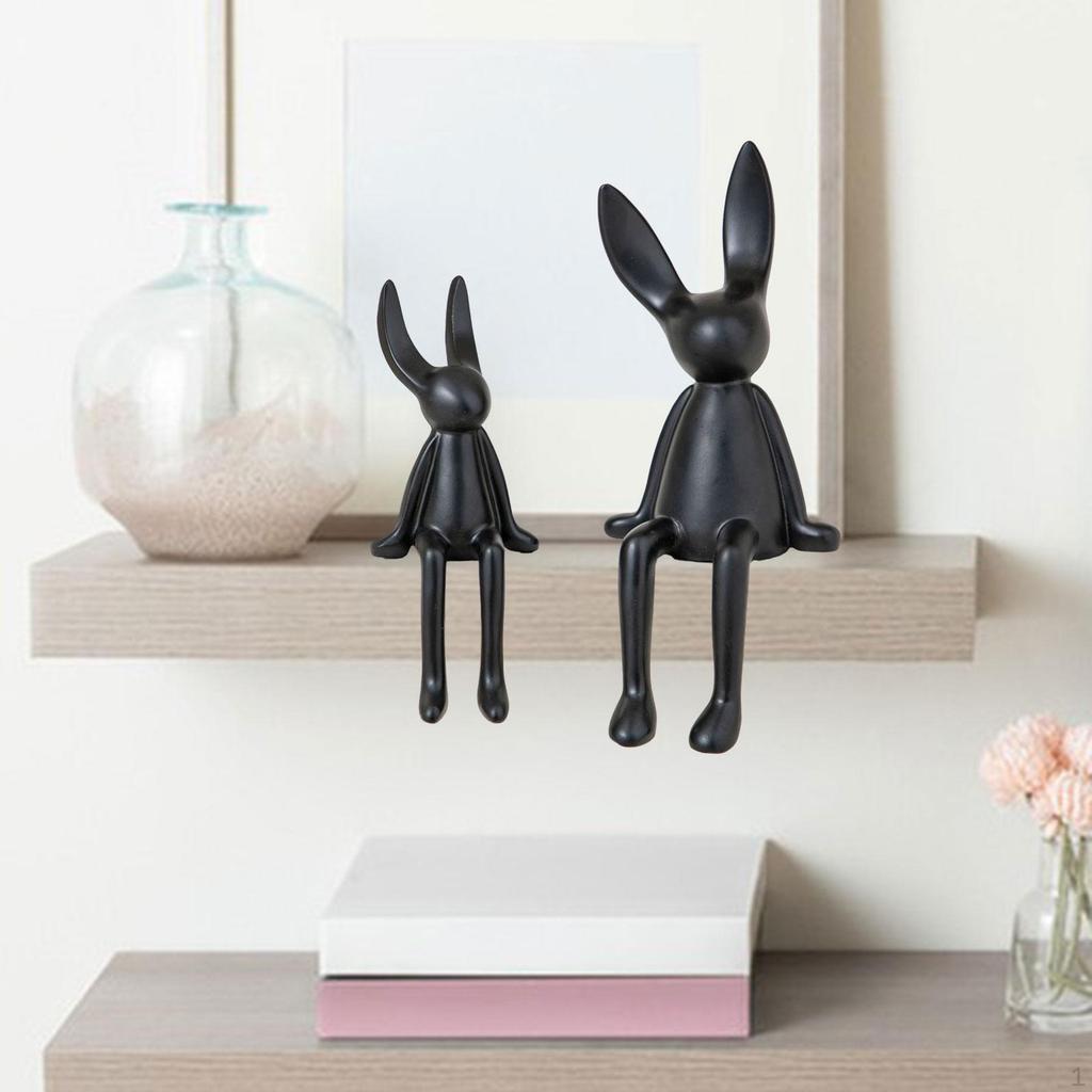 2 Pieces Ceramic Sitting Decor Statues Abstract Animal Sculpture Collectible Shelf Ornament for