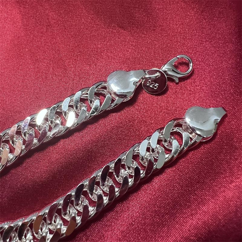 Благородный браслет-цепочка из стерлингового серебра 925 пробы с квадратной цепочкой для женщин и мужчин, очаровательный подарок на вечеринку, свадебные модные украшения