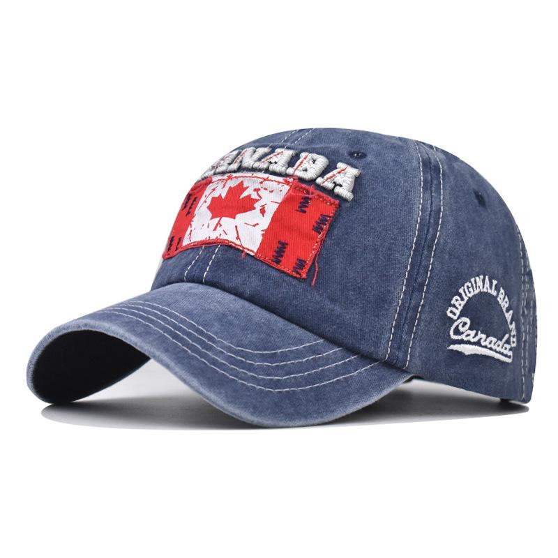Вышитая бейсболка из стираного хлопка с изображением кленового листа в канадском стиле Выстиранная и старая канадская кепка