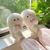 New Lovely Fat Puffy Rabbit Slippers Women Winter Cozy Home Shoes Young Girls Warm Bedroom Furry Slides Fluffy Bunny Slippers