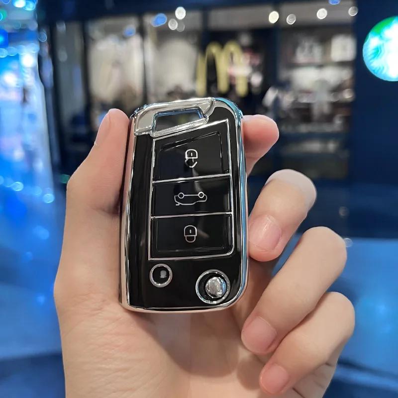 Горячий TPU чехол-оболочка-сумка для автомобильного брелка-ключа для Volkswagen VW Polo Golf 7 MK7 Tiguan Passat Jetta E-golf Автомобильный брелок Аксессуары