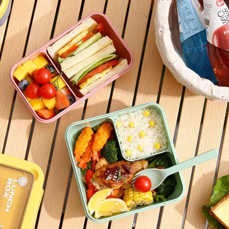 850 мл/1100 мл Ланч-бокс Микроволновая печь Портативные коробки Bento с посудой для детей Школьные герметичные 4-решетчатые контейнеры для еды и закусок