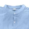 Summer Casual Shirts Men's Solid Color Long Sleeved Linen Shirts Stand Collar Breathable Shirts with Pockets