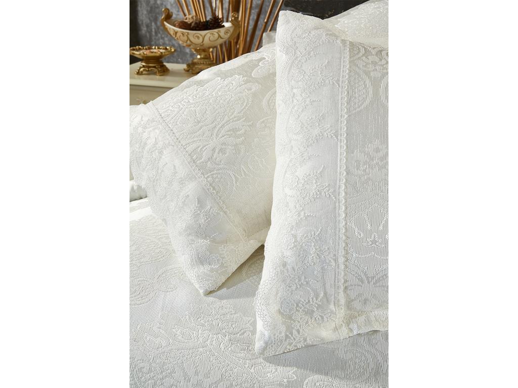 Elani New Season Special Edition Набор пододеяльников из синели 3 шт. Покрывало 250x250 Наволочка 50x70 2 шт. Хлопково-атласная ткань с французским кружевом