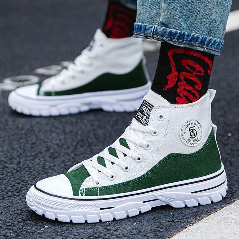 Дышащие высокие мужские парусиновые туфли, модные повседневные туфли для доски, студенческие кроссовки, кроссовки в стиле хип-хоп для подростков