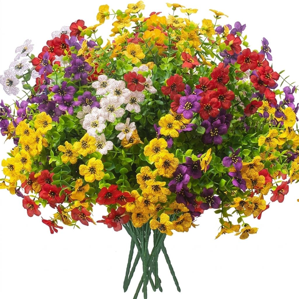 Artificial Eucalyptus Violet Bouquet 7 Branches Plastic Home Garden Decor