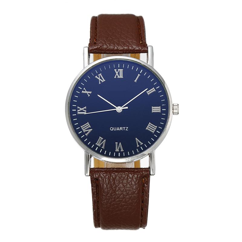 Простые женские кожаные часы с римскими цифрами, кварцевые аналоговые часы, повседневные деловые деловые часы
