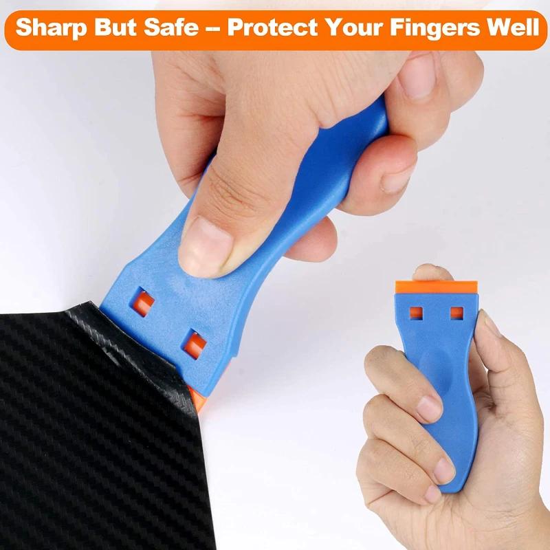 New Razor, Plastic Scraper Tool and Plastic Blades for Removing Glue, Sticker, Decals, Tint from Car Window and Glass