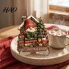 Holiday Tabletop Decorations 2D Flat Wooden Christmas Sign, Reading Gnome Nutcracker Snowman Santa Claus Figure Ornaments Gingerbread Man Figurine,