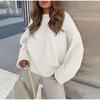 Autumn Winter Vintage Keep Warm Knitted Sweater For Women Oversize Sweater Solid Color Thickened Pullover Knitwear