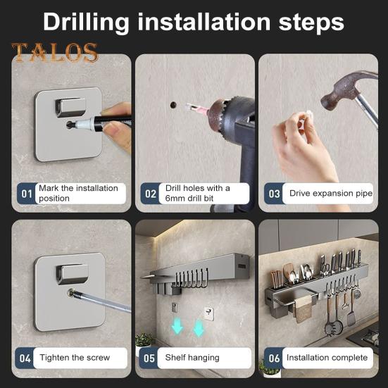 Держатель для кухонных столовых приборов, настенный держатель для ножей с крючками, стойка для хранения ножей из углеродистой стали, ложек и палочек для еды, устойчивая к ржавчине кухонная утварь