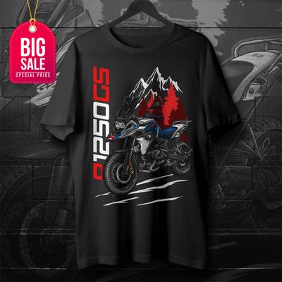 20192024 Модели Немецкий Мотоцикл R1250GS Футболка 100% Хлопок Круглый Вырез Короткий Рукав Летний Повседневный Мужская Футболка Байкер Стритвир