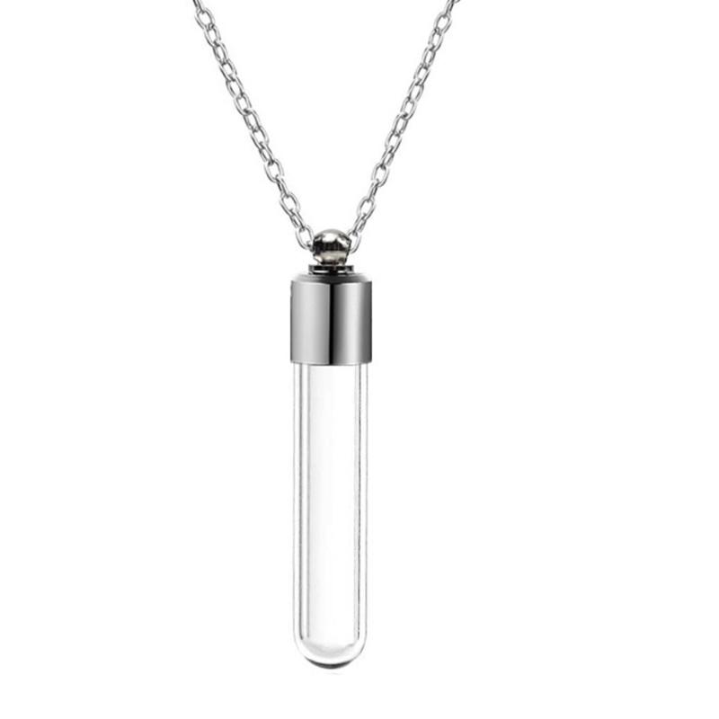 Glass Perfume Vial Pendant Wishing Bottle Clear Charm Glass Bottle Necklace Jewelry Gift Glass Bottle Necklace Transparent Glass