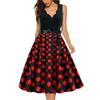 Women's Fashion Retro V-neck Polka Dot Print Swing Dress