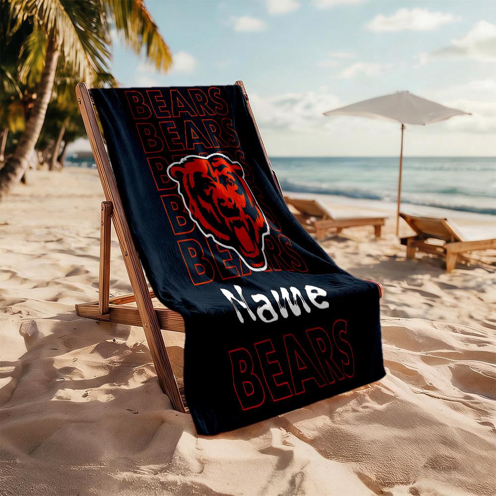 Bears Team Spirit Customized Name Beach Towel High Absorbency & Quick-Dry