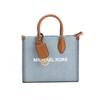 Michael Kors MK Mirella Логотип Фурнитура Карман на молнии Хлопковая джинсовая сумка-тоут Женские сумки-тоуты Светло-голубой 35F3G7ZC5C-DENIM