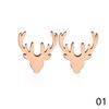 Милые простые серьги-гвоздики цвета: золото, серебро, черный, розовое золото, нержавеющая сталь, снежинка, лось, рождественская елка, рождественские подарки для девочек