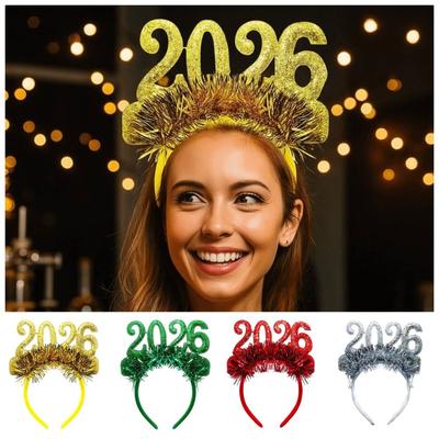 Блестящий 2026 С Новым годом Ободок Милый Креативный Новогодний Декоративный Головной Убор Головной Убор Сладкое Рождественское Украшение для Головы