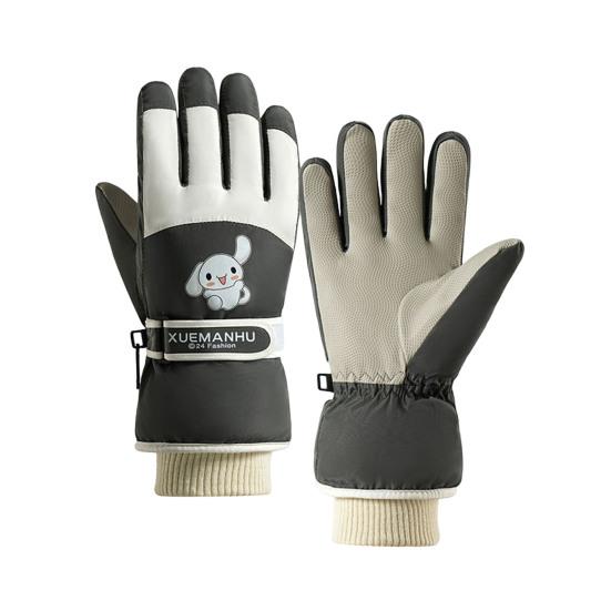 Детские лыжные перчатки для холодной погоды, сноубординга, катания на санях, ветрозащитные бархатные теплые варежки с сенсорным экраном